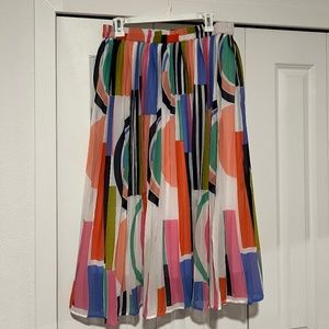 Colorful Midi Pleated Skirt